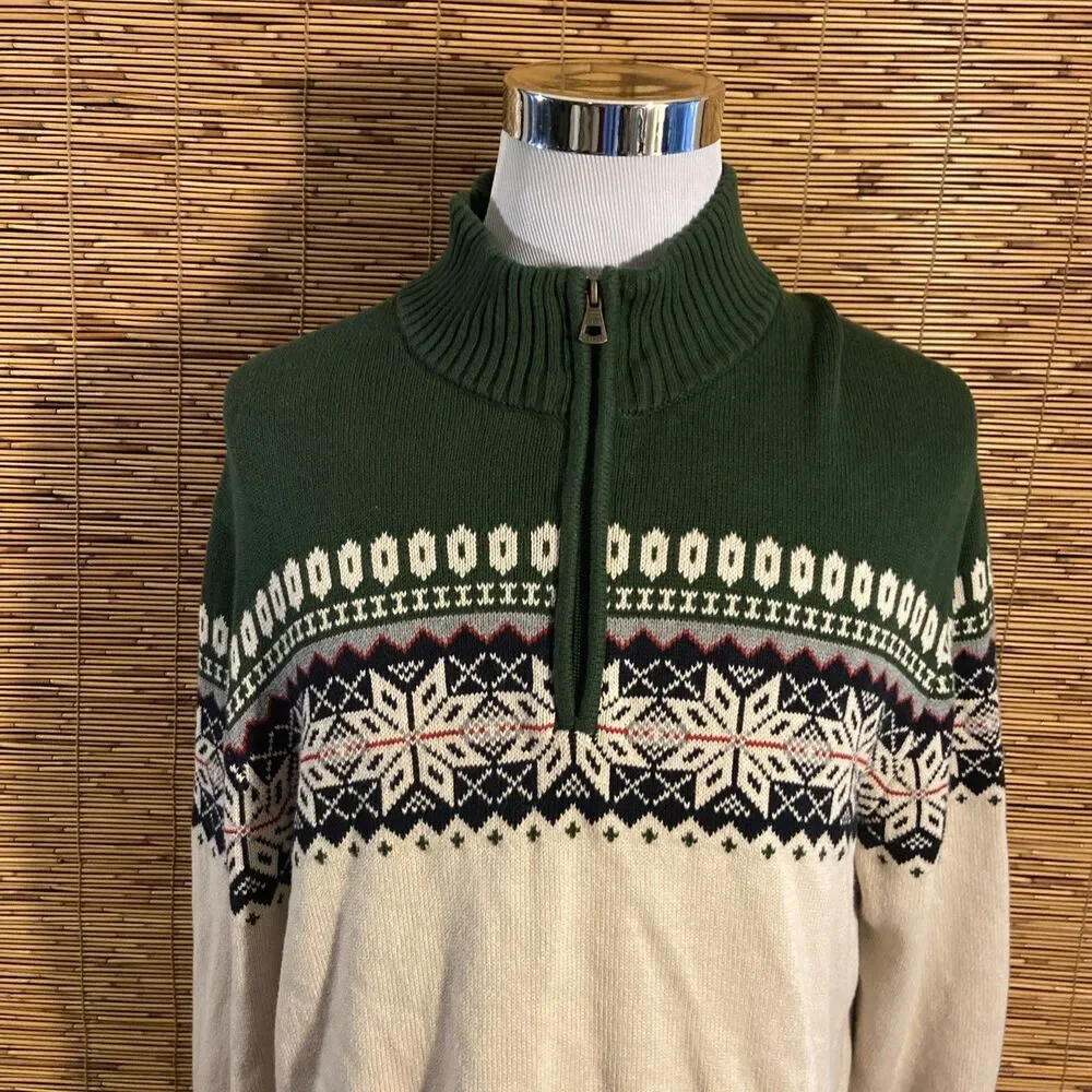 Weatherproof Vintage The Holiday Sweater Mens XL Cotton Nordic 1/4 Zip Pullover